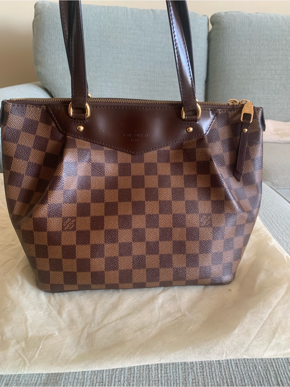 Louis Vuitton Saleya MM N51182 Damier Ebene Tote Bag Brown Dust Bag